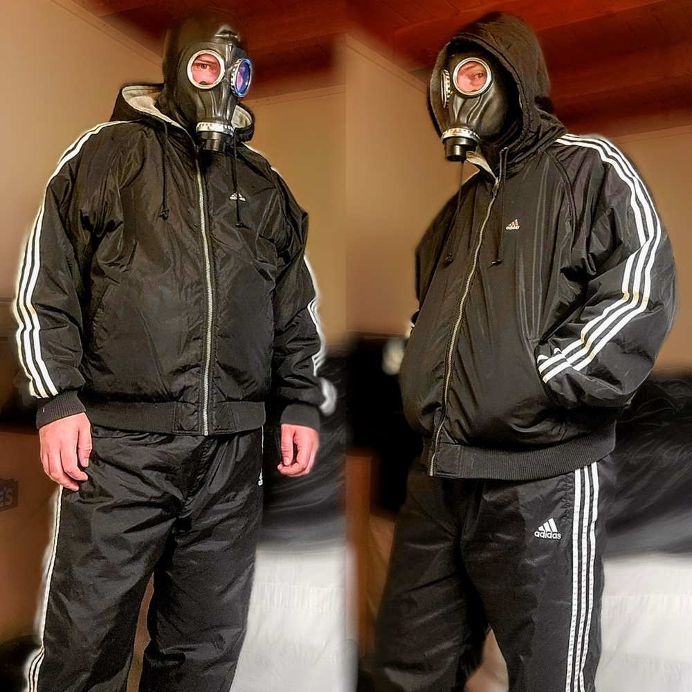Adidas Men's Black puffer suit.
